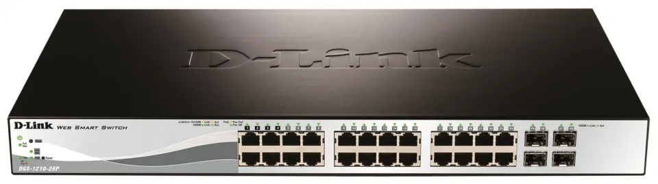 D-Link DGS-1210-28P 28-port Gigabit Smart+ PoE Switch, 24x GbE PoE+, 4x RJ45/SFP, PoE 193W