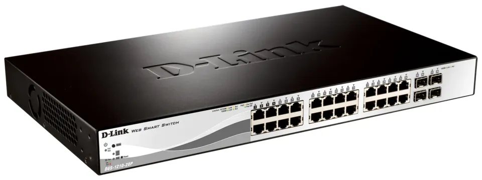 D-Link DGS-1210-28P 28-port Gigabit Smart+ PoE Switch, 24x GbE PoE+, 4x RJ45/SFP, PoE 193W