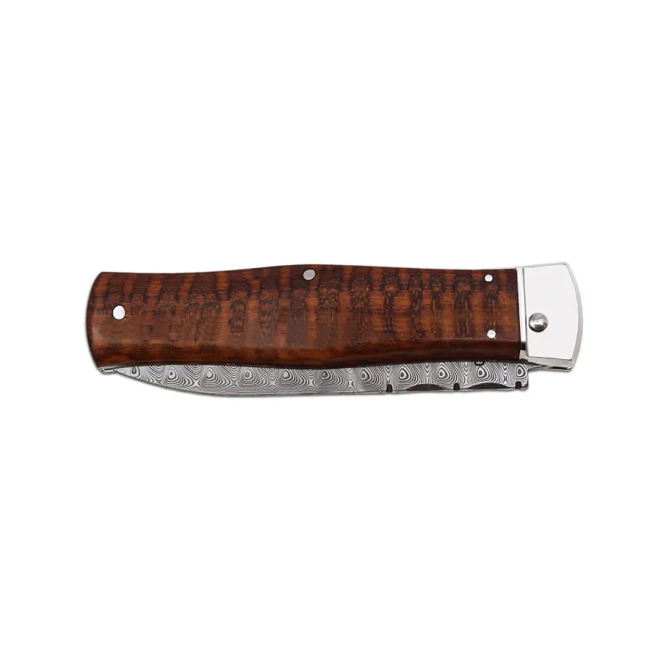 Vyhazovací zavírací nůž PREDATOR JAGUAR – damašek, střenka dřevo 241-DD1 materiál držadla - střenky exotické dřevo - cocobolo