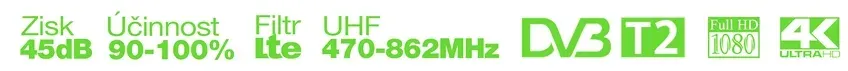 EVOLVEO HDO, aktivní venkovní DVB-T/T2 anténa, 45dB