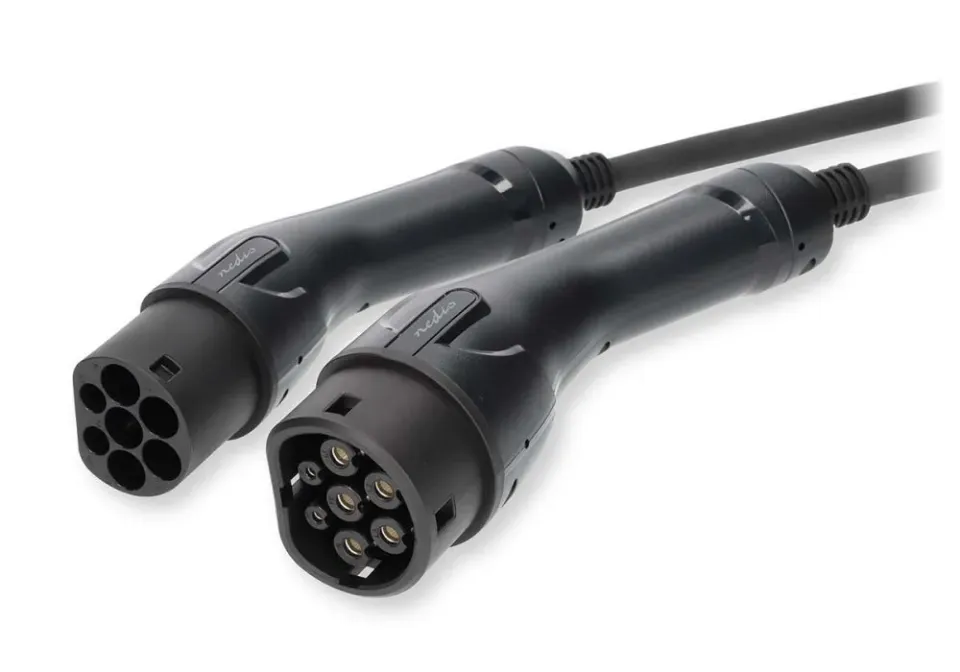 NEDIS kabel elektrického vozidla/ kabel typ 2/ 32 A/ 22000 W/ 3-fázový/ černý/ box/ 5 m