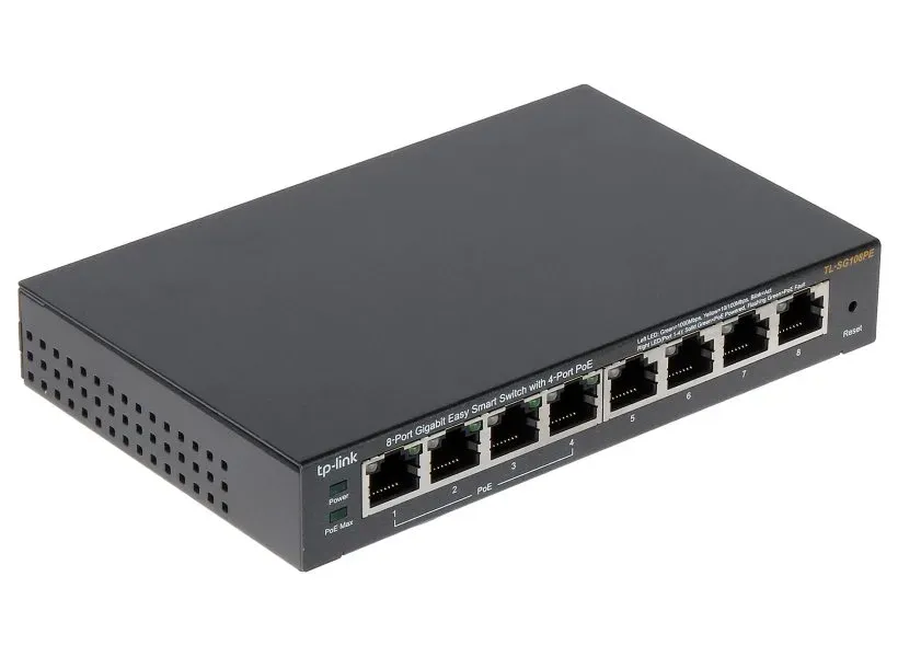 TP-Link Easy Smart switch TL-SG108PE (8xGbE, 4xPoE+, 64W, fanless)