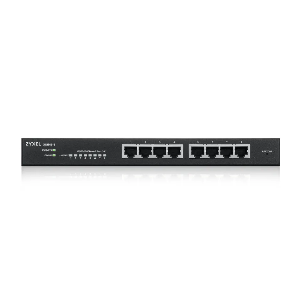 Zyxel GS1915-8 8-port Gigabit Web Smart switch, 8x gigabit RJ45, fanless