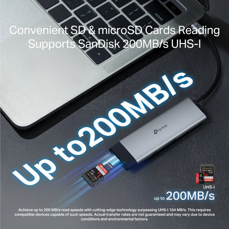 TP-Link UH7020C – USB-C hub 7v1 (HDMI 4K@60Hz, SD/microSD, PD 100W, USB 3.0)