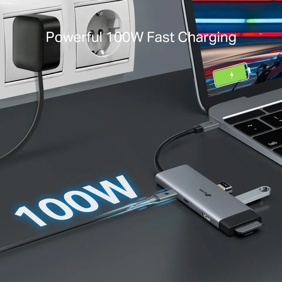 TP-Link UH7020C – USB-C hub 7v1 (HDMI 4K@60Hz, SD/microSD, PD 100W, USB 3.0)