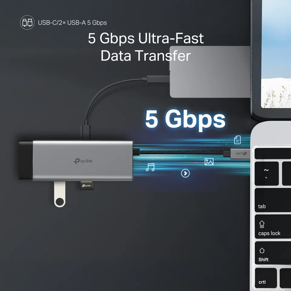 TP-Link UH7020C – USB-C hub 7v1 (HDMI 4K@60Hz, SD/microSD, PD 100W, USB 3.0)