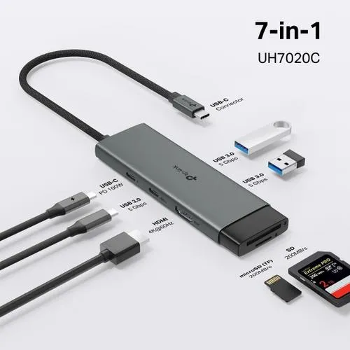 TP-Link UH7020C – 7-in-1 USB-C Hub (HDMI 4K@60Hz, SD/microSD, PD 100W, USB 3.0)