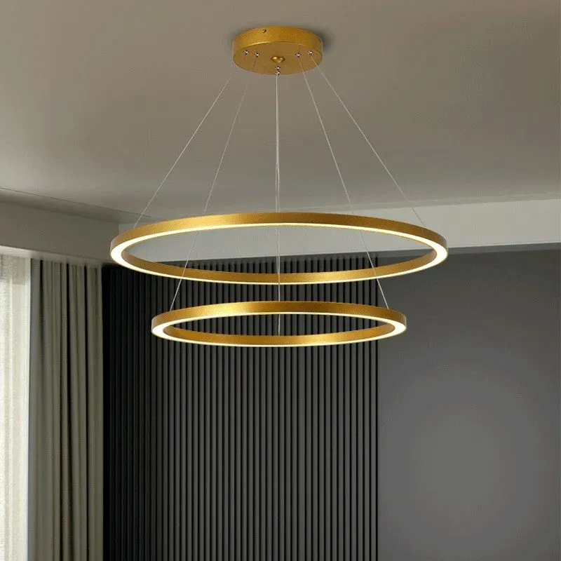 IMMAX NEO FINO SMART závěsné svítidlo 2 kruhy, 60+80cm, 93W zlaté, Zigbee 3.0, TUYA
