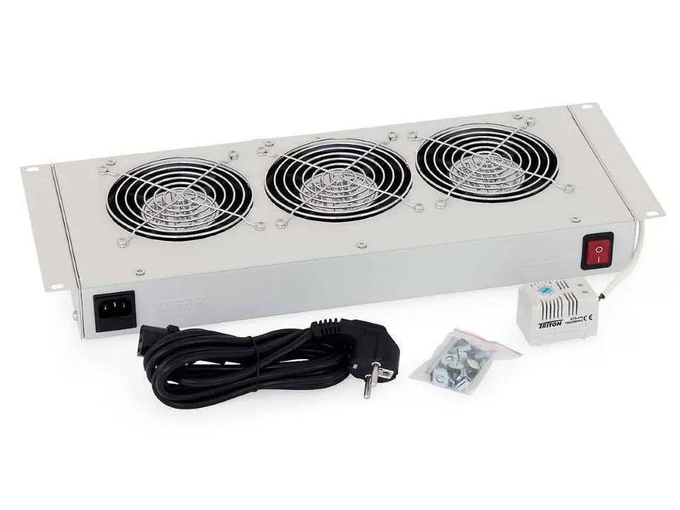 Triton 19" ventilační jednotka pro nástěnné rozvaděče, 3 ventilátory, bimetalový termostat