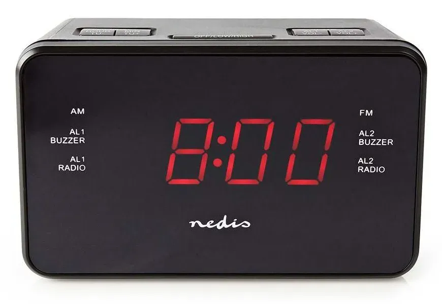 Nedis CLAR002BK - Digitální budík s rádiem| LED Displej | AM / FM | Časovač vypn