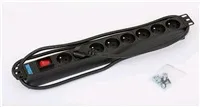 TRITON 19" rozvodný panel 8x230V - 2m, vypínač, černý