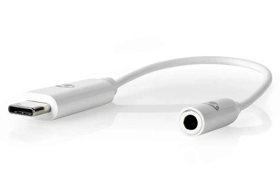 NEDIS USB-C adaptér/ USB-C Zástrčka – 3,5 mm jack zásuvka/ bílý/ box/ 15cm