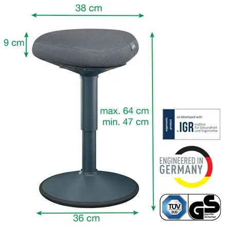 Leitz Ergo ergonomická balanční židle pro sezení, tmavě šedá