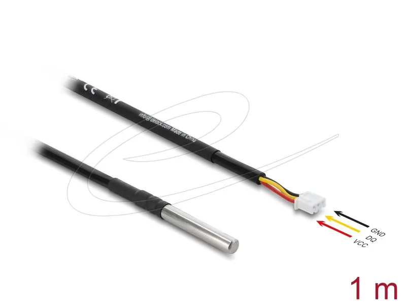 Delock Kabel teplotního senzoru s 3 pinové zásuvce pinové hlavy konektoru DS18B2