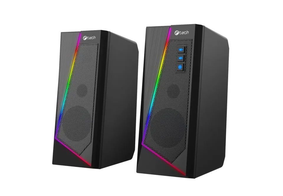 C-TECH reproduktory SPK-17, 2.0, 6W, RGB podsvícení, 3,5mm jack, USB napájení,