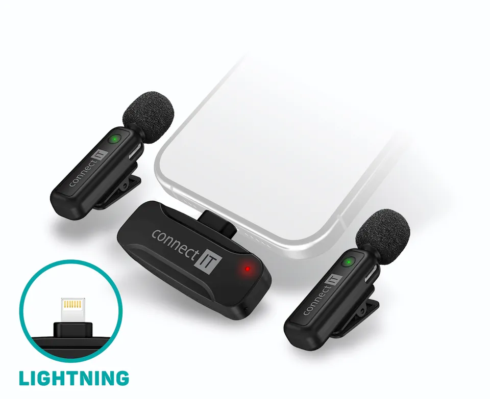 CONNECT IT Wireless Lavalier mikrofon Lightning konektor (2 ks + receiver) set Č