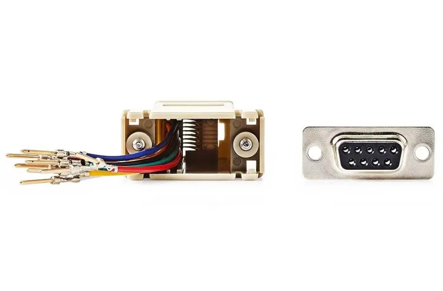 NEDIS serial adaptér/ zástrčka D-SUB 9-Pin - zásuvka RJ45/ pooniklovaný/ slonovinová kost/ blistr