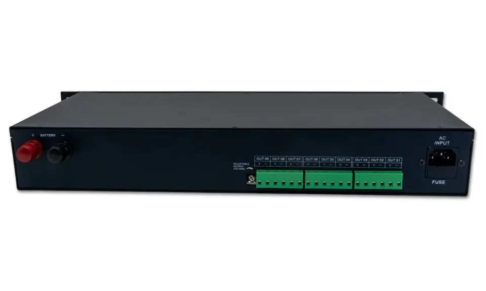 XtendLan Zdroj 12V DC, do 19" rozvaděče, 1.5U, 9x výstup, 10A, ochrana PTC, s výstupem pro baterii