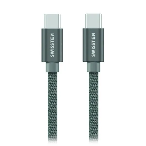 Swissten Datový Kabel Textile USB-C / USB-C 1,2 M Šedý
