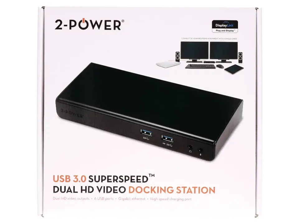 2-Power USB 3.0 Dokovací stanice Dual Display (1xDVI 1xHDMI 1x RJ45 2 xUSB 3.0 4