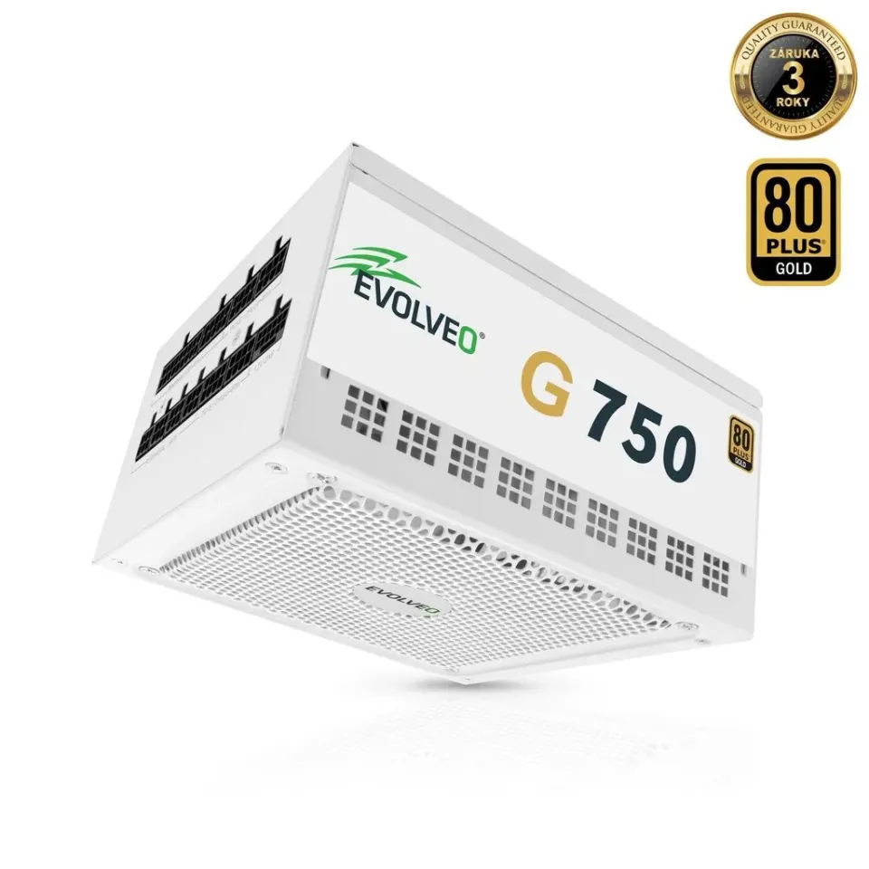 EVOLVEO G750 zdroj 750W, 80+ GOLD, ATX 3.1, PCIe 5.1, aPFC, 140mm ventilátor, mo