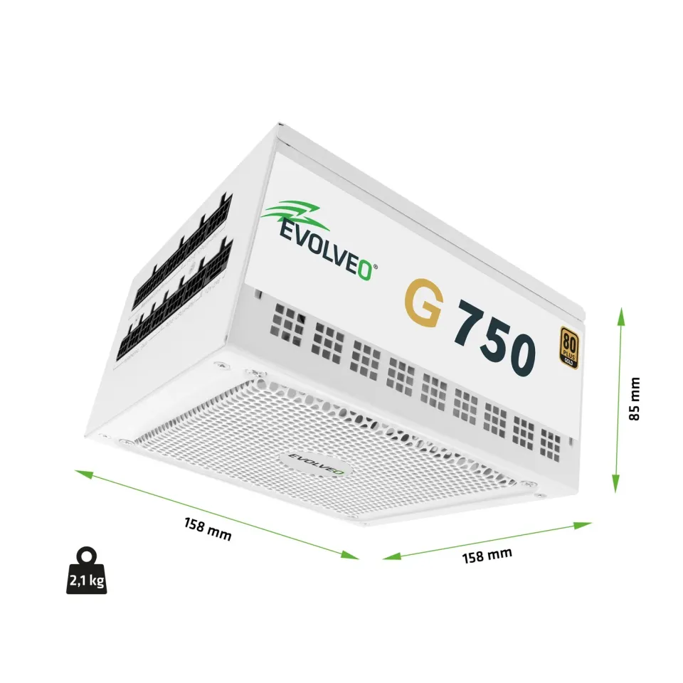 EVOLVEO G750 zdroj 750W, 80+ GOLD, ATX 3.1, PCIe 5.1, aPFC, 140mm ventilátor, mo
