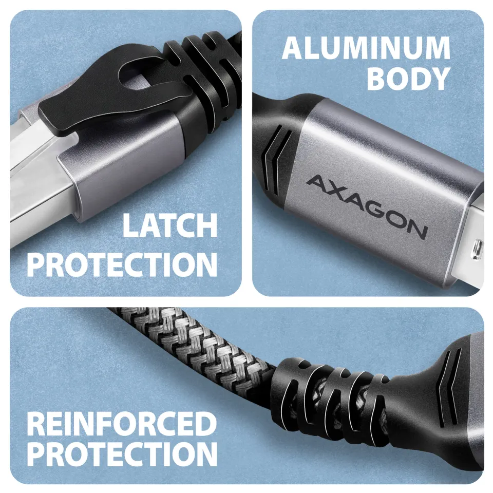 AXAGON ADE-AM30, USB-A Gigabit Ethernet adaptér s integrovaným síťovým CAT6 kabelem RJ-45 (3m)