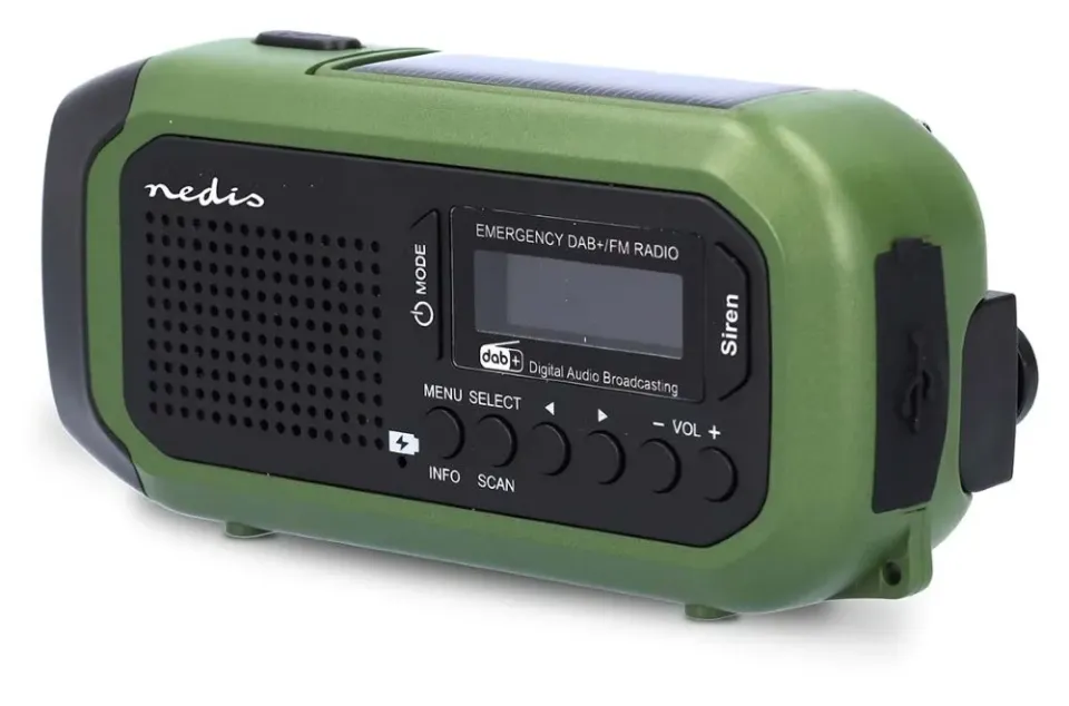 Nedis RDDBCR2000GN - Nouzové Radio | DAB+ / FM | Napájení z baterie/Napájení z U