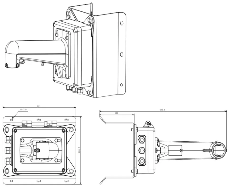 HIKVISION držák pro kameru DS-1602ZJ-box-corner/ kompatibilní s kamerami 4 inch PTZ