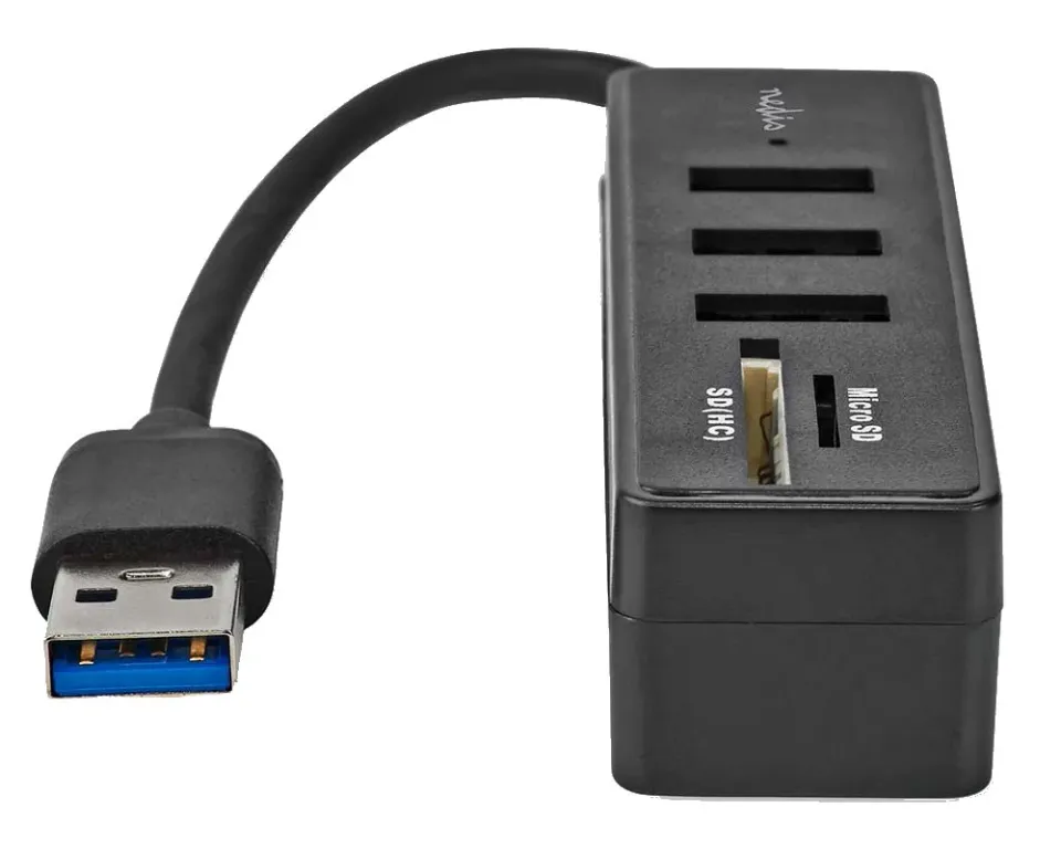 Nedis CCGB61250BK01 - USB hub| USB-A Zástrčka | 3x USB A Zásuvka | 5 Portů | US
