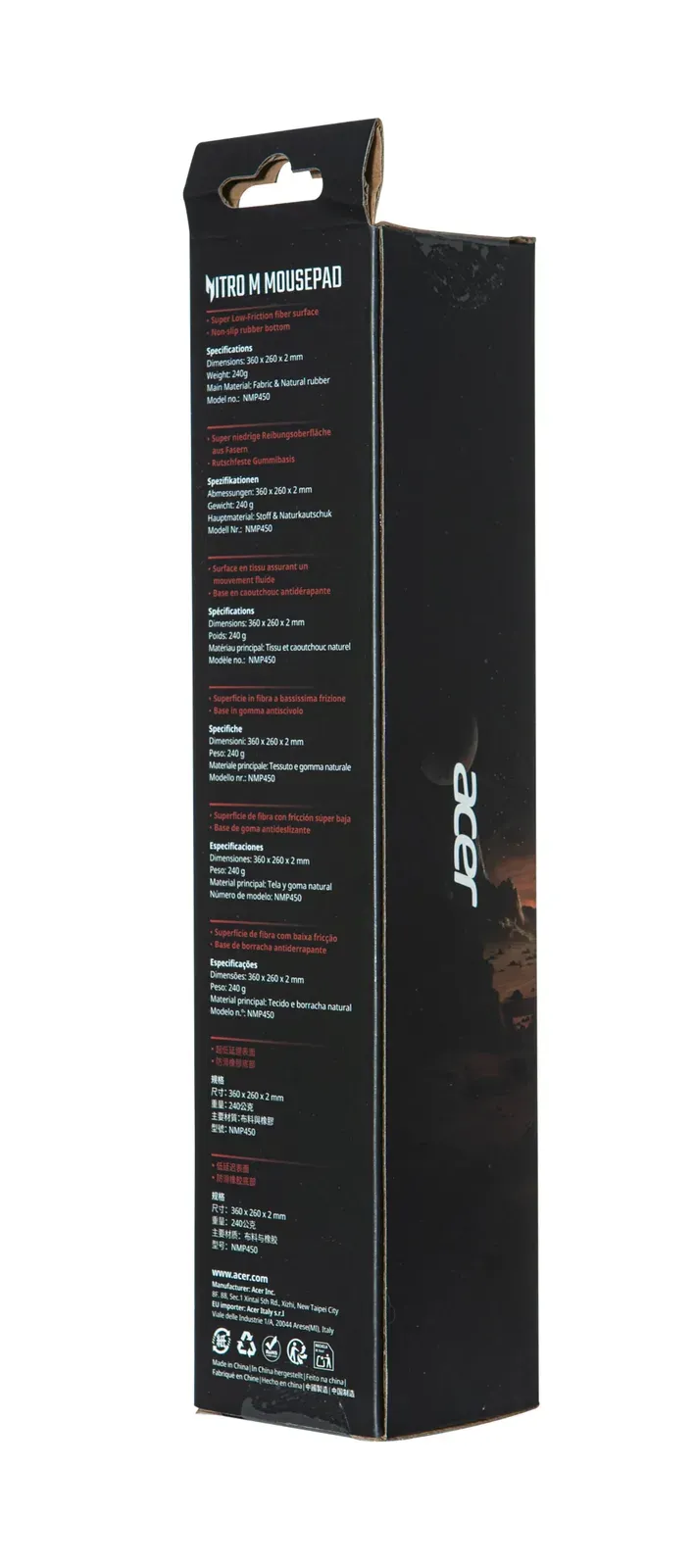 ACER Nitro Mousepad M, podložka pod myš, spodní gumová protiskluzová vrstva, horní vrstva polyester s potiskem, 350