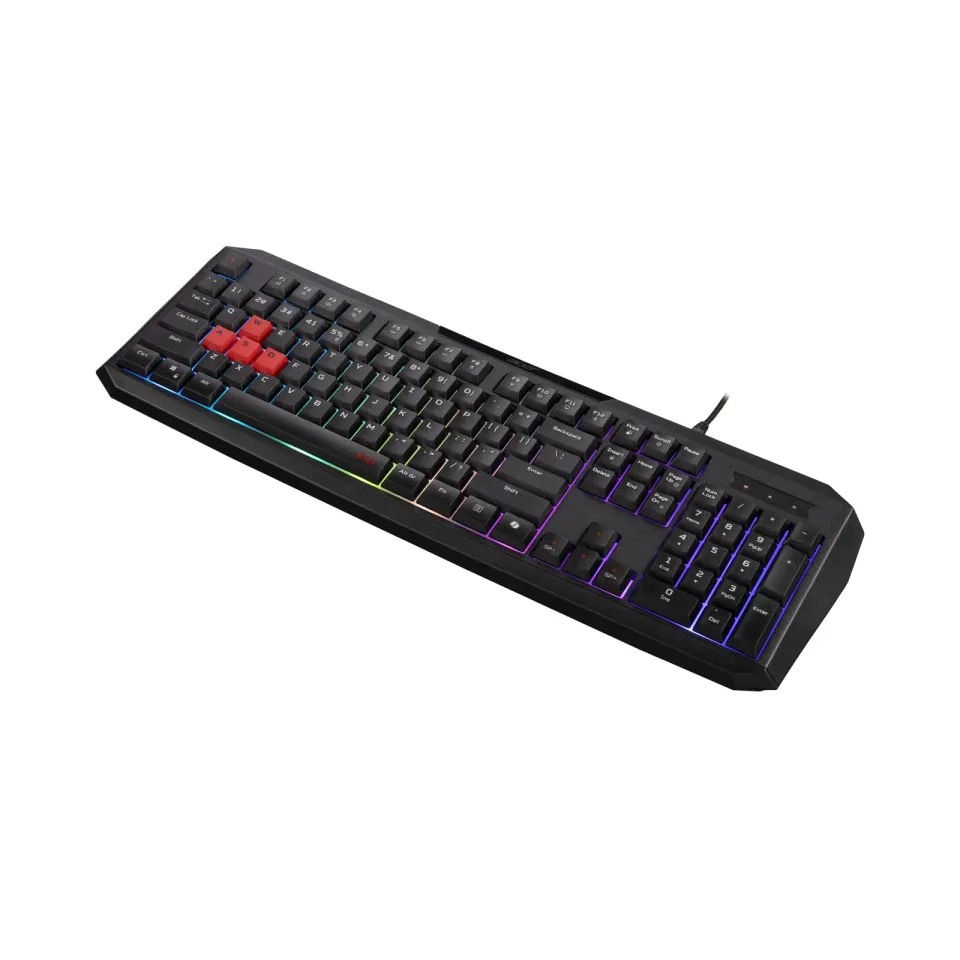 ACER Nitro Gaming Keyboard 100, Membrane Switch, 26 Anti-ghosting kláves, životnost 3 mil. stisků, 7 zón RGB podsvíc