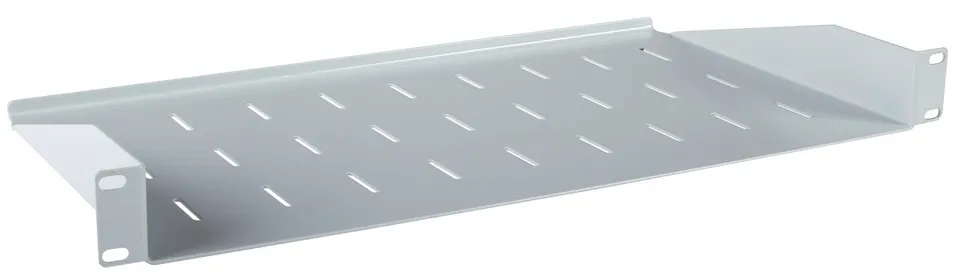Masterlan police pevná s perforací, 1U, 19", 250mm, nosnost 25kg, šedá