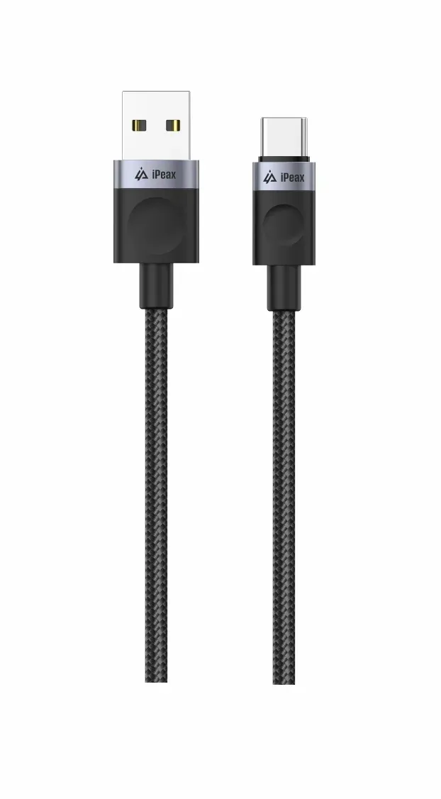 TEXTILNÍ KABEL USB-A / USB-C 1,5M, USB 2.0 ČERNÝ