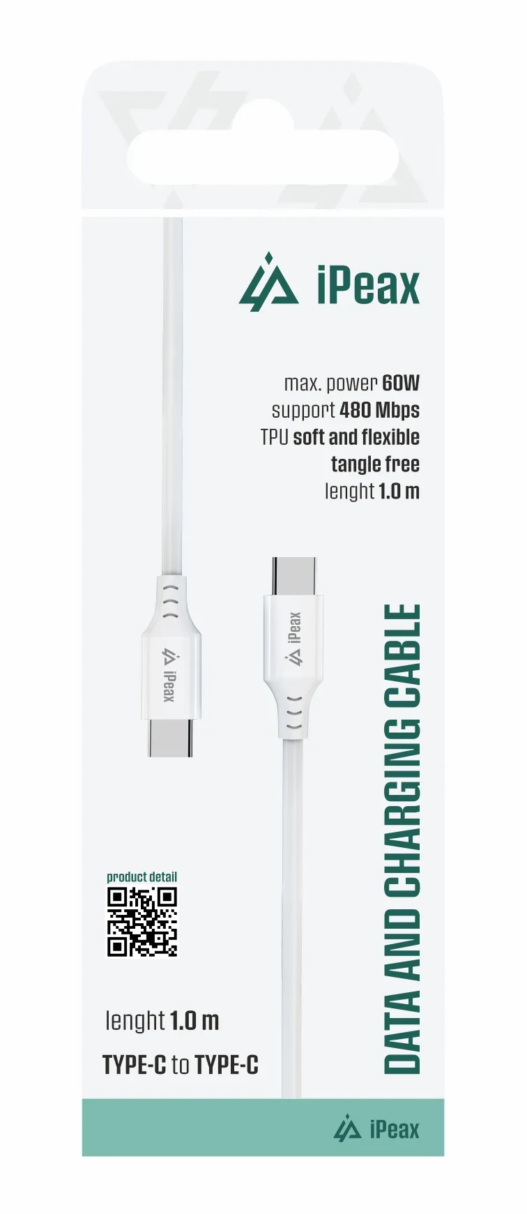 TPU KABEL USB-C / USB-C 1M, USB 2.0 BÍLÝ