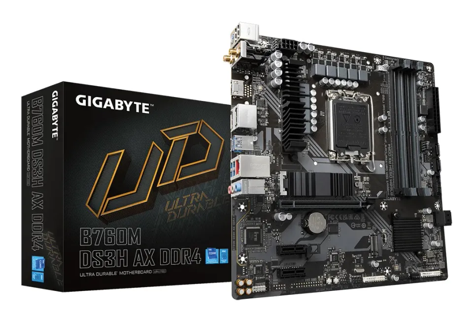 GIGABYTE MB Sc LGA1700 B760M DS3H AX DDR4, Intel B760, 4xDDR4, 2xDP, 1xHDMI, Wi