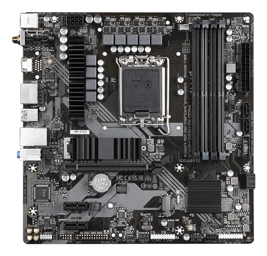 GIGABYTE MB Sc LGA1700 B760M DS3H AX DDR4, Intel B760, 4xDDR4, 2xDP, 1xHDMI, Wi