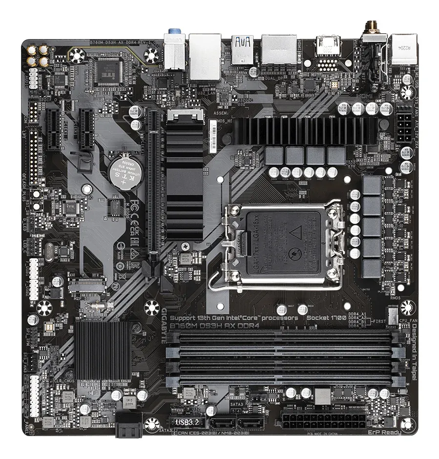 GIGABYTE MB Sc LGA1700 B760M DS3H AX DDR4, Intel B760, 4xDDR4, 2xDP, 1xHDMI, Wi