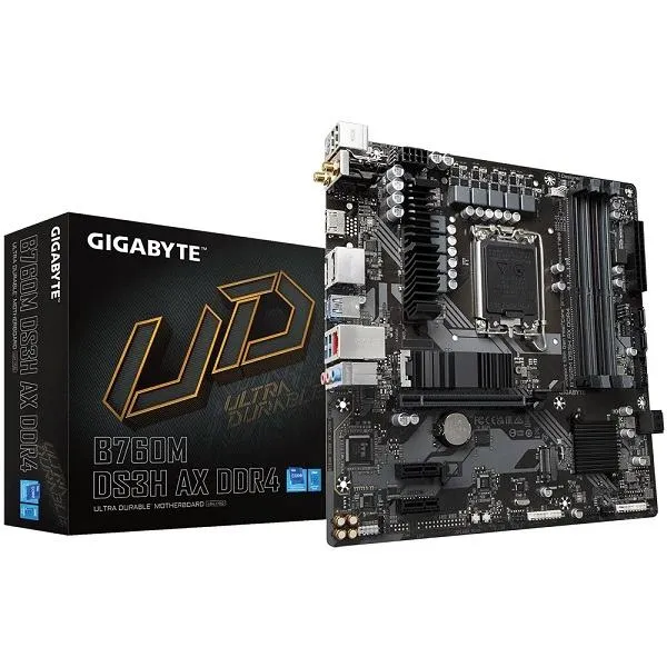 GIGABYTE MB Sc LGA1700 B760M DS3H AX DDR4, Intel B760, 4xDDR4, 2xDP, 1xHDMI, Wi