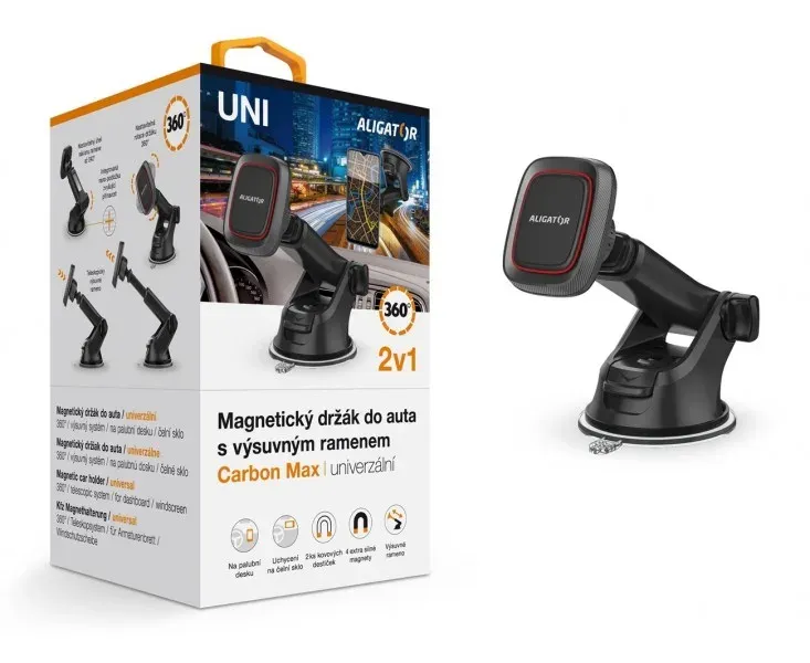 ALIGATOR Magnetický držák do auta HA17 Carbon Max, univerzální