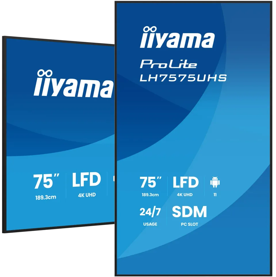 75" iiyama LH7575UHS-B2AG:IPS, 4K UHD,Android,24/7