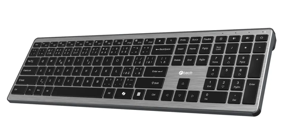 C-TECH klávesnice Quallis KB-118 Dual mode, bezdrátová, BT5.0 + 2,4GHz, scissors