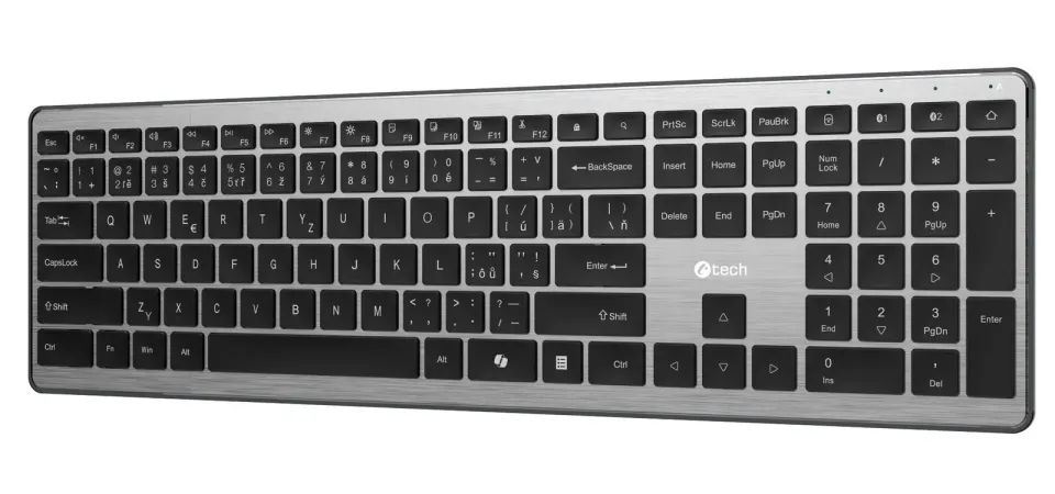 C-TECH klávesnice Quallis KB-118 Dual mode, bezdrátová, BT5.0 + 2,4GHz, scissors