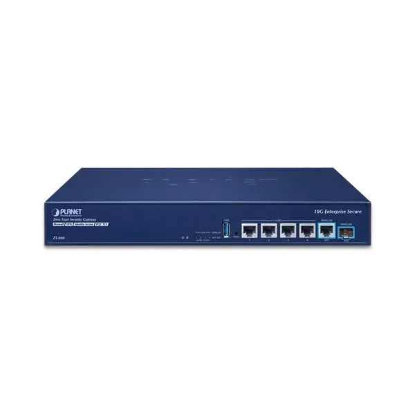 Planet ZT-800 Dual 10G Zero Trust Security Router/VPN/Firewall/AP kontroler, 10 GbE, SFP+ LAN/WAN, 4x GbE, NIS2+NDAA