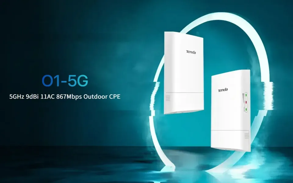 Tenda O1-5G Outdoor CPE 5 GHz WiFi AC900, 867Mb/s, 9 dBi, IP65, pasivní PoE výhybka + adaptér