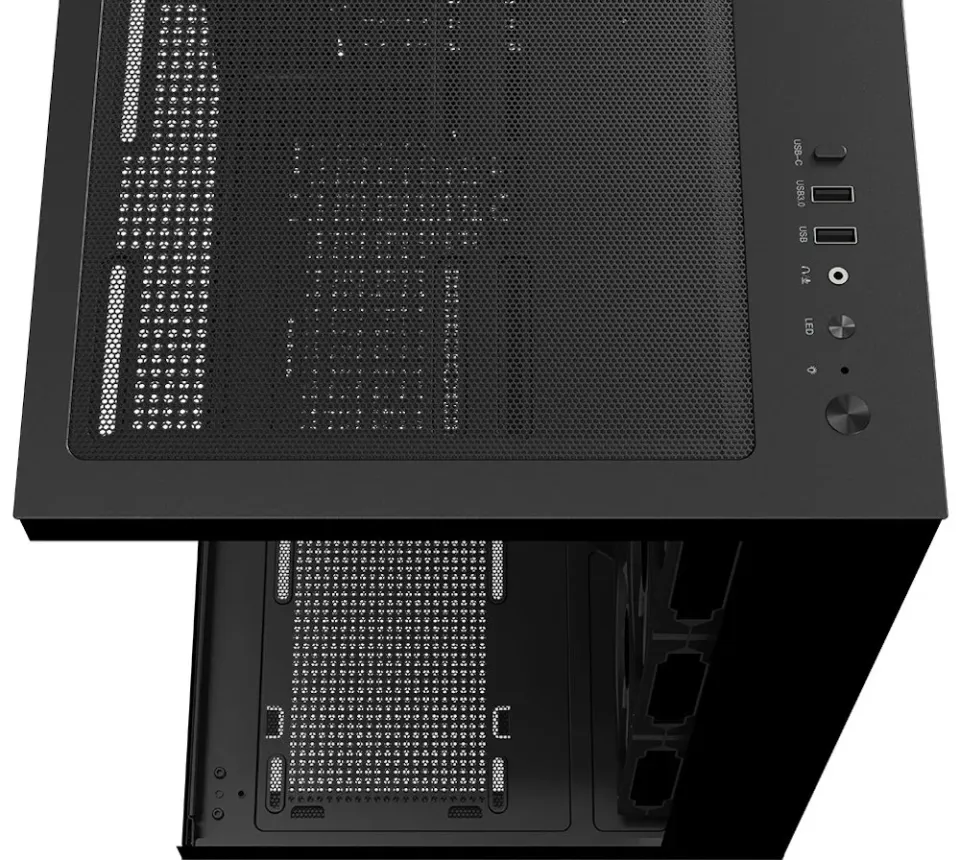 Krux skříň Atron / ATX / 4x120 mm PWM ARGB fan / USB 2.0 / USB 3.0 / USB-C / panoramatická / černá
