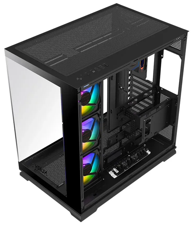 Krux skříň Atron / ATX / 4x120 mm PWM ARGB fan / USB 2.0 / USB 3.0 / USB-C / panoramatická / černá