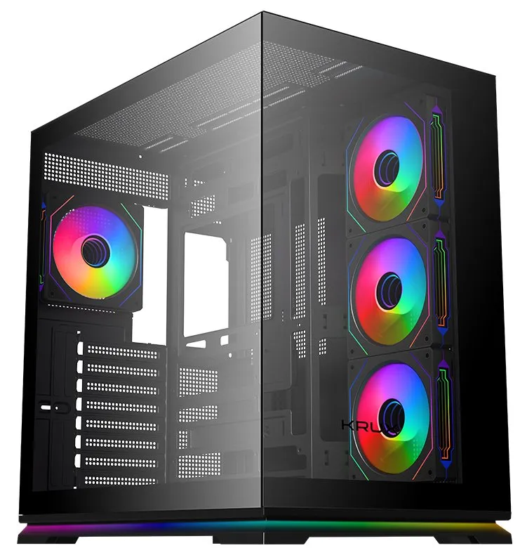 Krux skříň Atron / ATX / 4x120 mm PWM ARGB fan / USB 2.0 / USB 3.0 / USB-C / panoramatická / černá