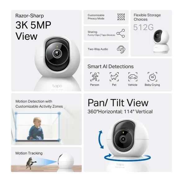 TP-LINK Tapo C230 Domácí bezpečnostní Wi-Fi kamera s otáčením