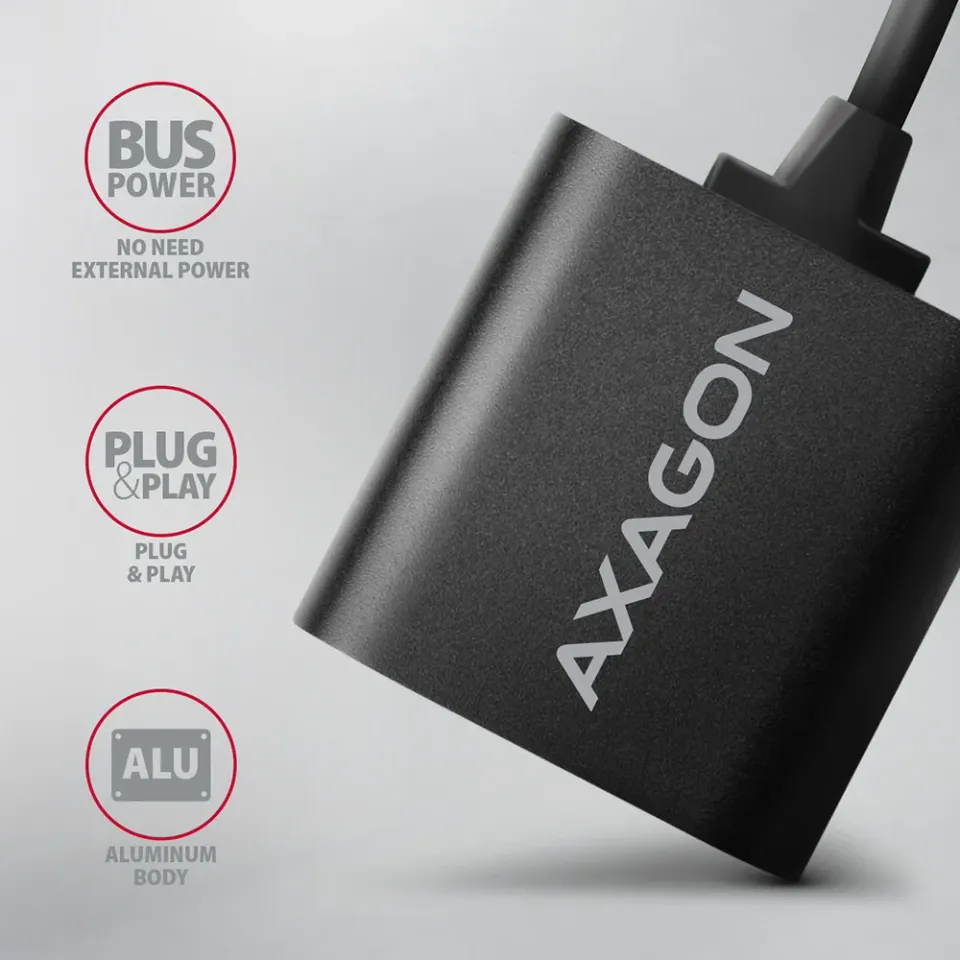 AXAGON ADA-12 USB - cable audio USB zvukovka s 15 cm kablíkem a kovovým tělem
